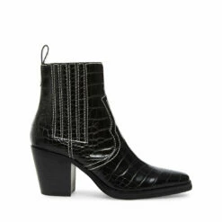 Cheap ❤️ Coupon ❤️ SteveMadden GENIVA BLACK CROCODILE 🌟 ⌛ -Steve Madden Shoes For Women Shop STEVEMADDEN BOOTIES GENIVA BLACK CROCODILE SIDE 1